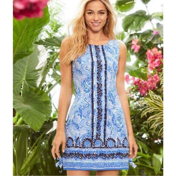 Lilly Pulitzer Mila Shift Dress in Turtley Awesome Blue Peri - Picture 1 of 7